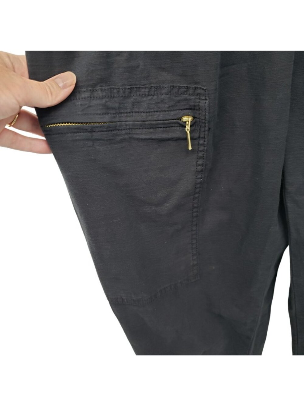 Anthropologie Charlize Utility Coveralls Black Gray Womens L - Picture 5 of 12
